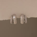 Duo Pave Dome Studs Silver 18K Gold Plated