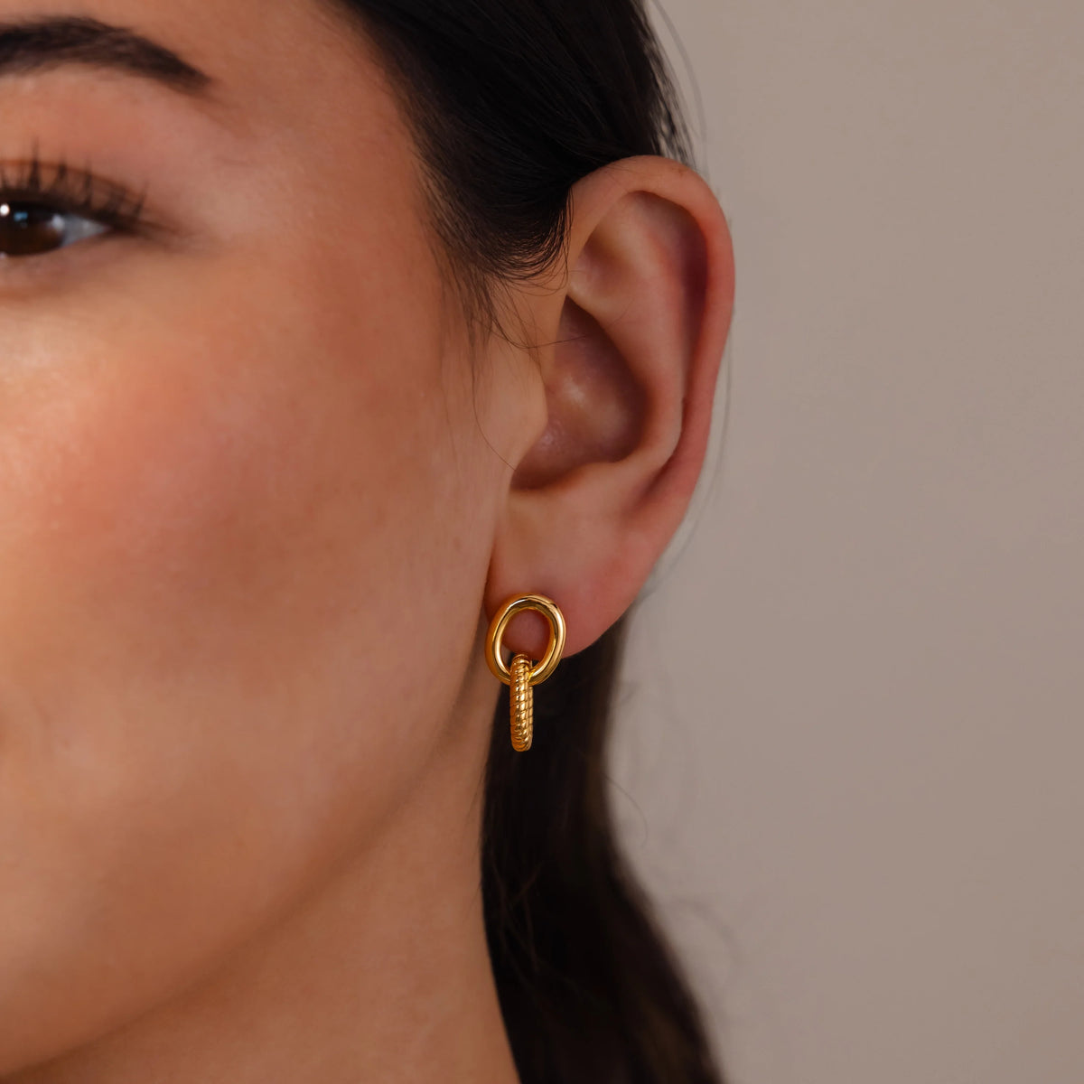 Twisted Link Earrings Silver 18K Gold Plated