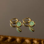 Jade Drop Hoops Silver 18K Gold Plated