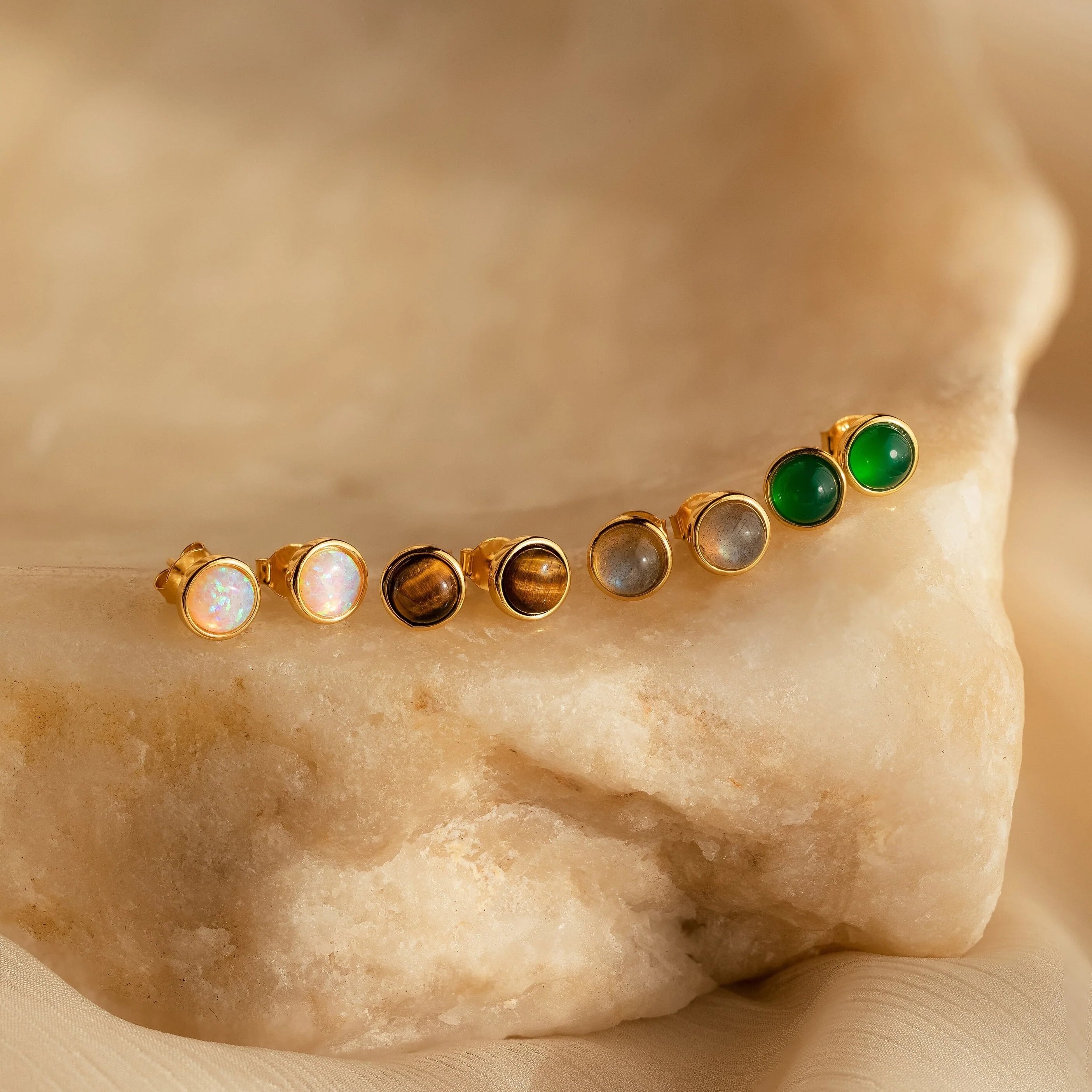 Manifest Gemstone Studs Silver 18K Gold Plated