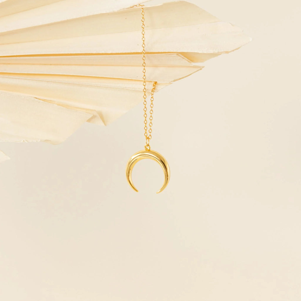 Crescent Moon Necklace Silver 18K Gold Plated