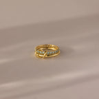 Aquamarine Duo Linked Ring Set Silver 18K Gold Plated