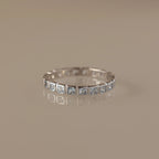 Eternity Bezel Aquamarine Ring Silver 18K Gold Plated