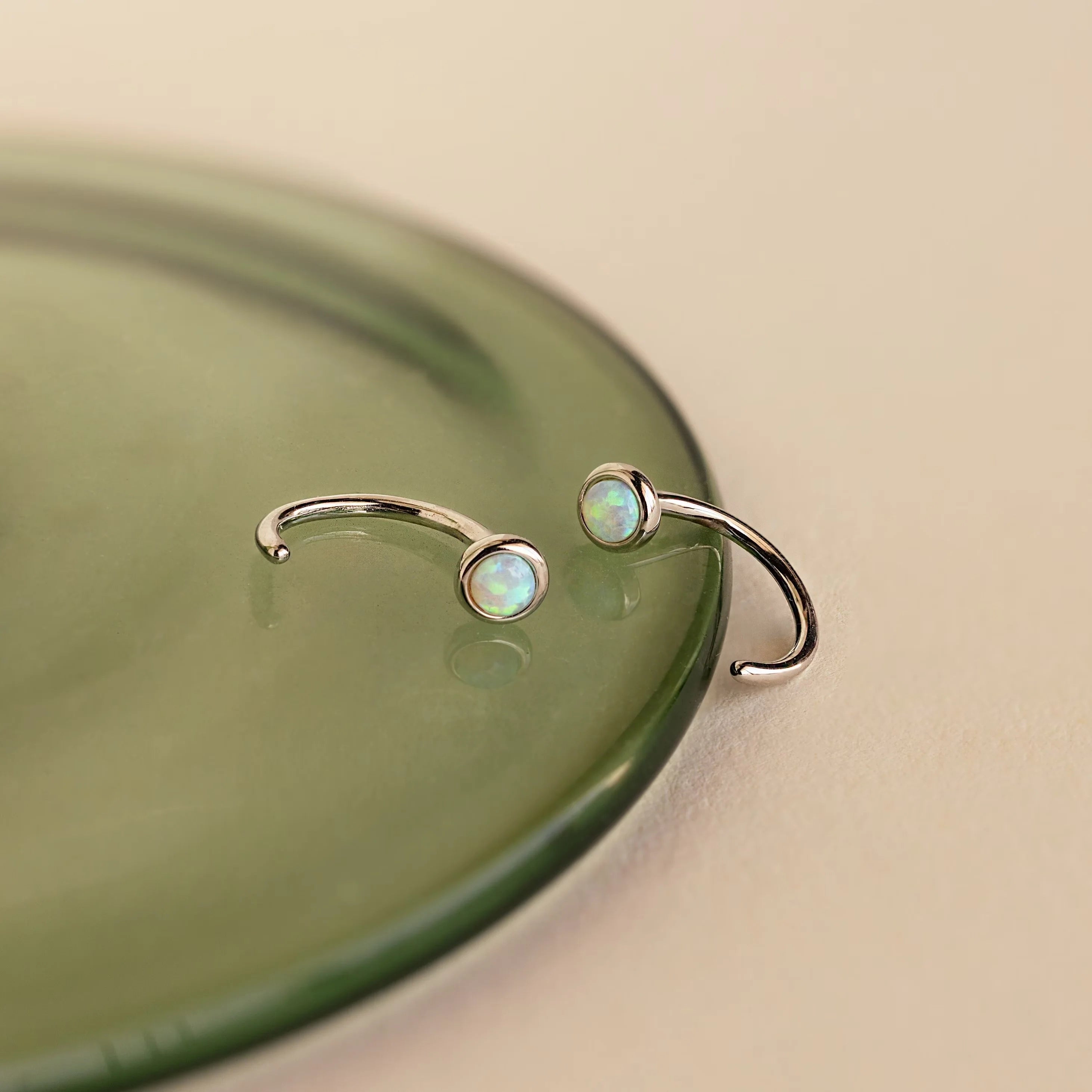 Opal Threader Huggies Silver 18K Gold Plated