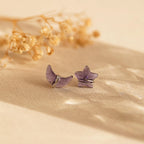 Amethyst Moon & Star Studs Silver 18K Gold Plated