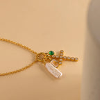 Diamond Cross Charm Silver 18K Gold Plated