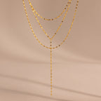 Sparkling Layered Lariat Necklace Silver 18K Gold Plated