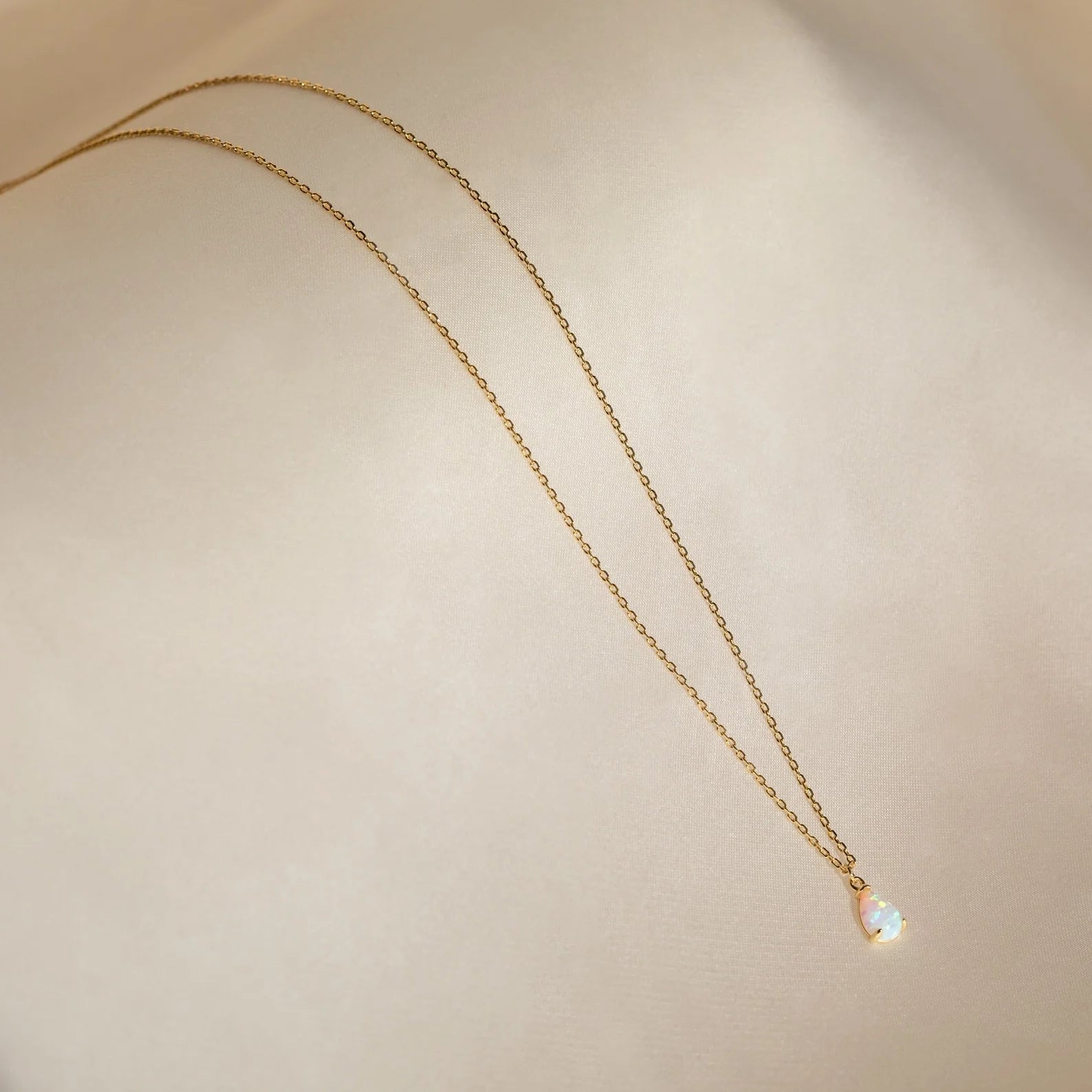 Tabitha Opal Drop Necklace Silver 18K Gold Plated