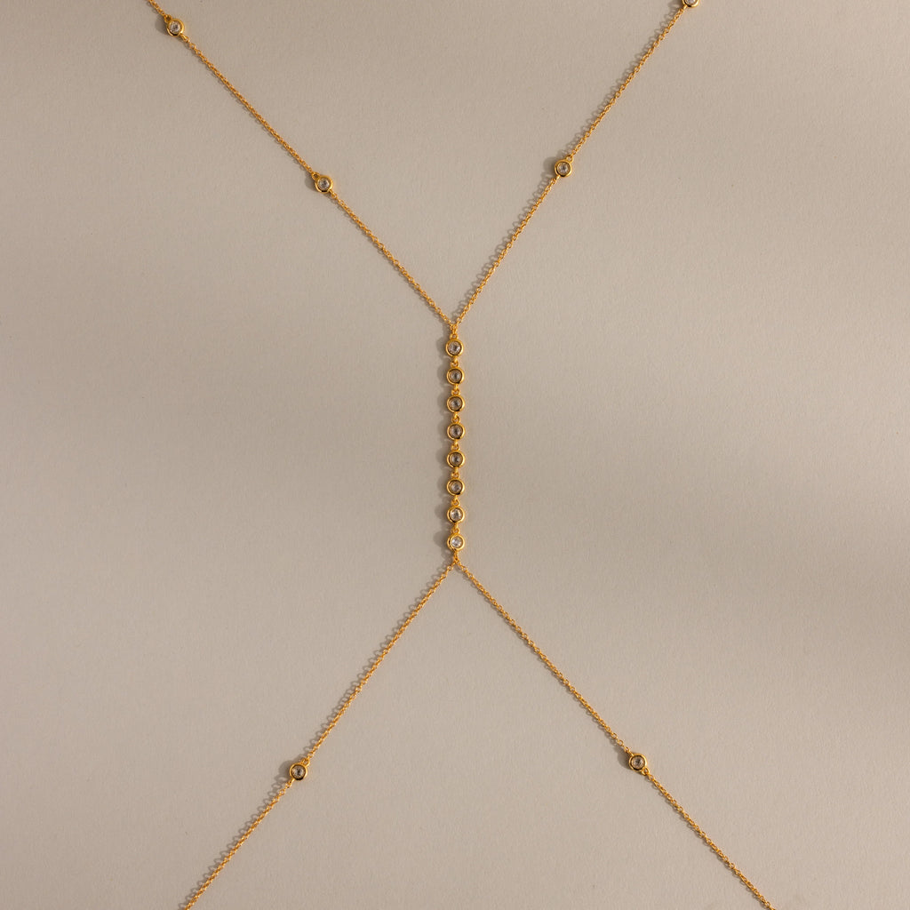 Sprinkle Diamond Body Chain Silver 18K Gold Plated