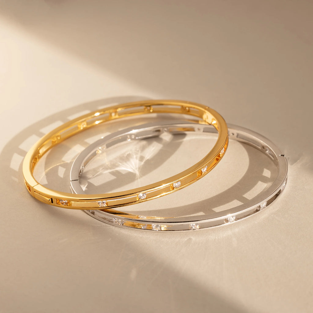Lace Diamond Bangle Silver 18K Gold Plated