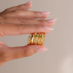 Dainty Jade Ring Set Silver 18K Gold Plated