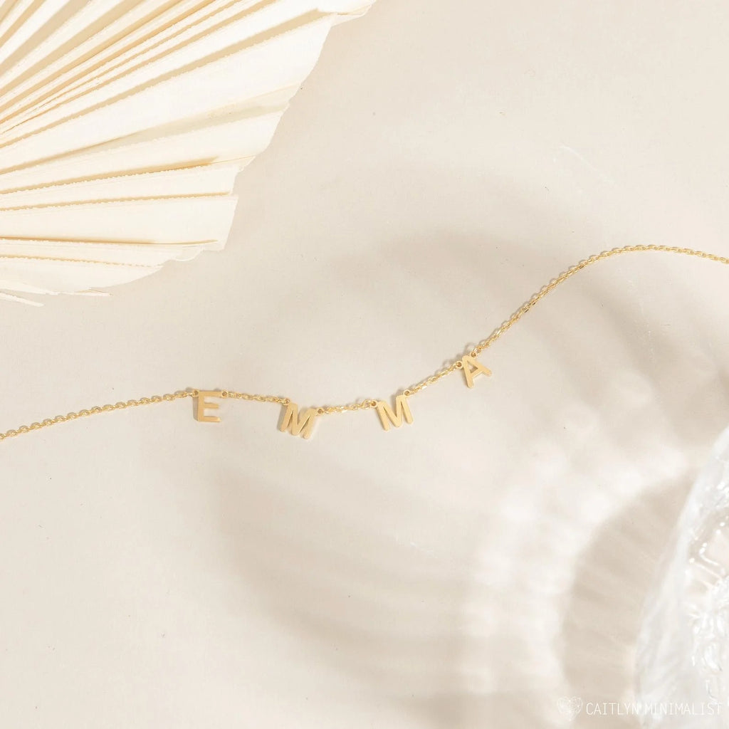 Custom Letter Necklace Silver 18K Gold Plated