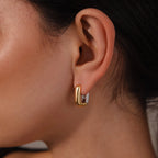 Bold Link Hoops in Mixed Metal Silver 18K Gold Plated