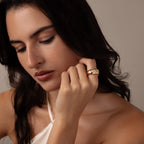 Diamond Confetti Signet Ring Silver 18K Gold Plated