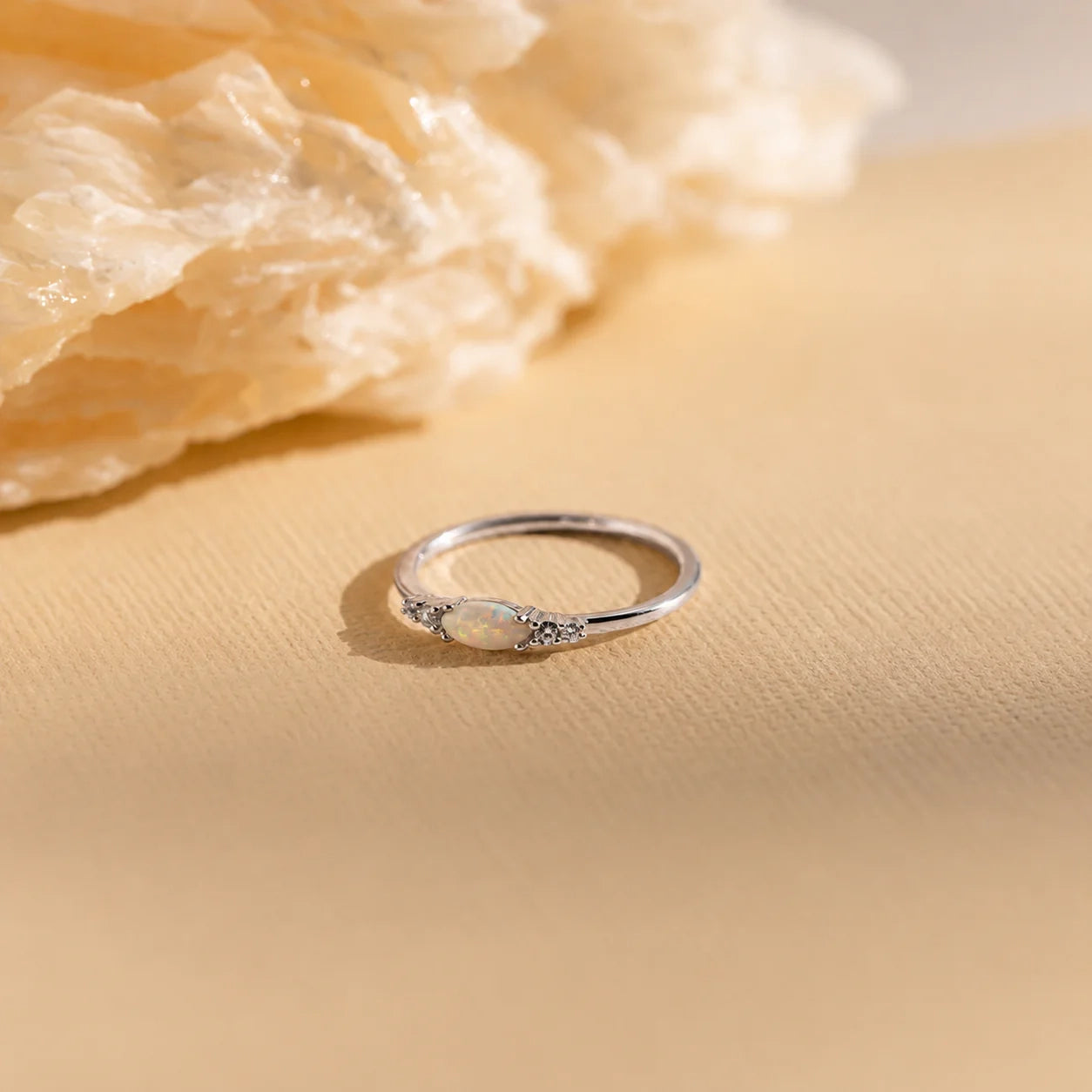 Marquise Opal and Diamond Ring