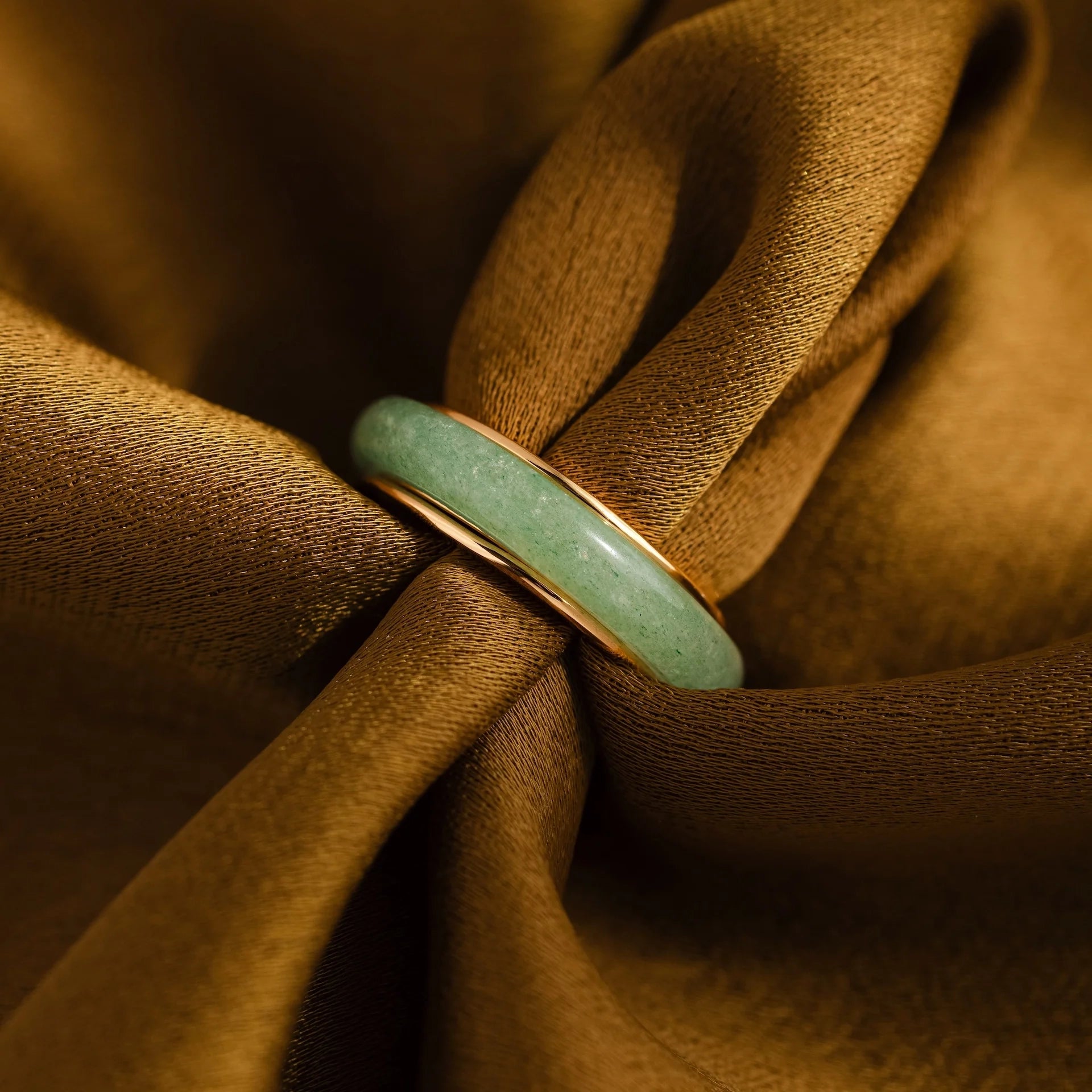 Jade Band Spinner Ring Silver 18K Gold Plated