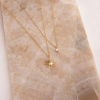 Diamond Starburst Duo Necklace Silver 18K Gold Plated