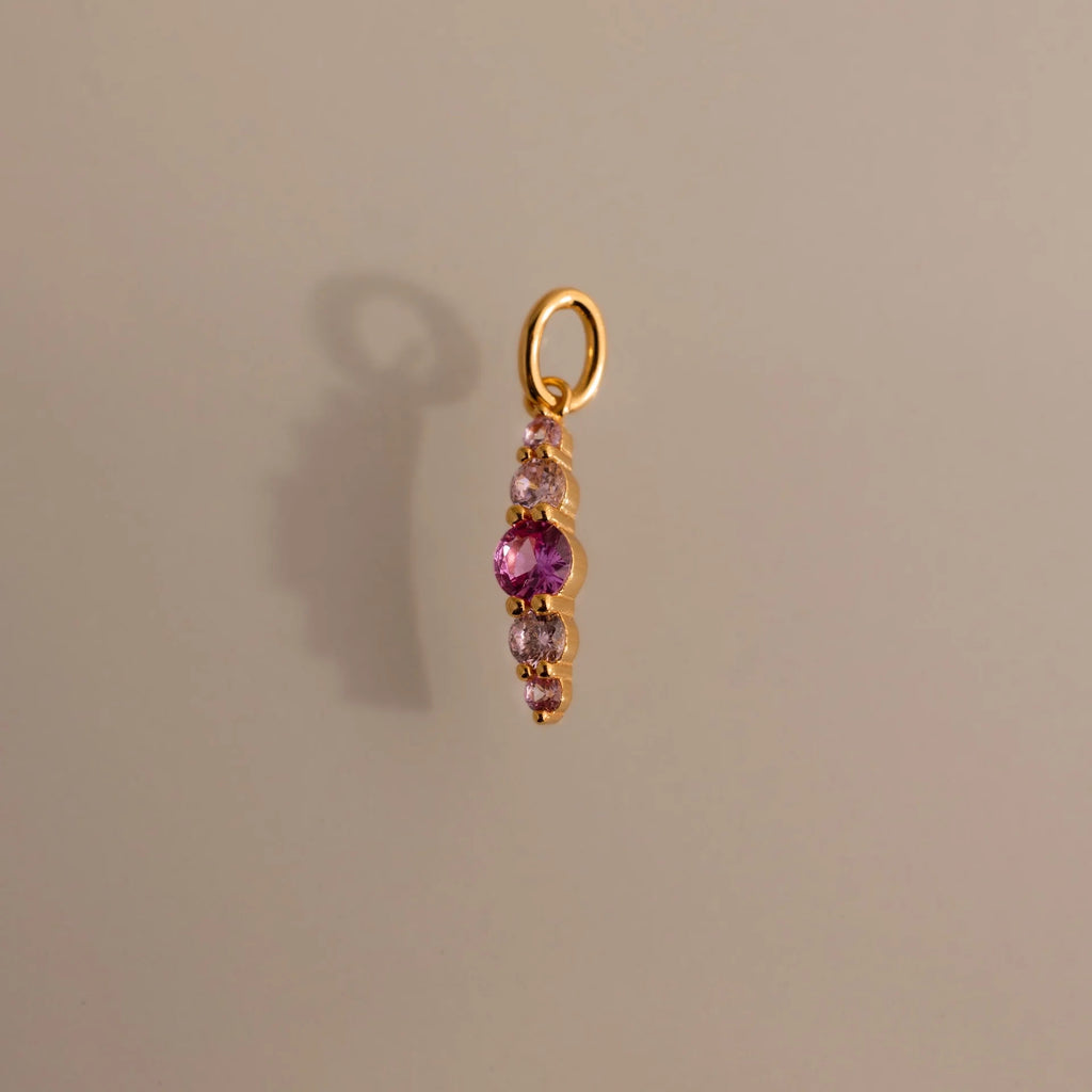 Ombre Lace Pink Tourmaline Charm Silver 18K Gold Plated