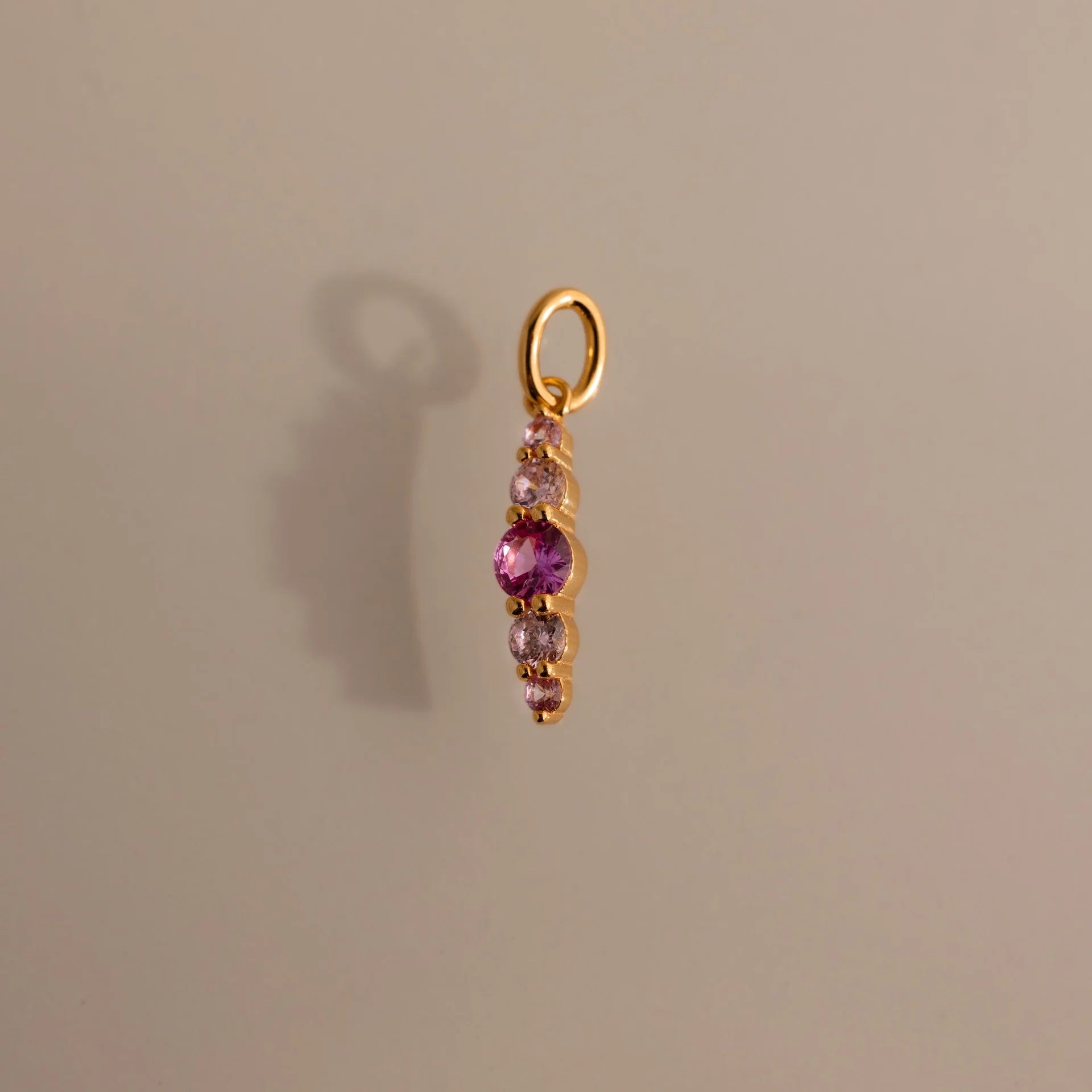 Ombre Lace Pink Tourmaline Charm Silver 18K Gold Plated