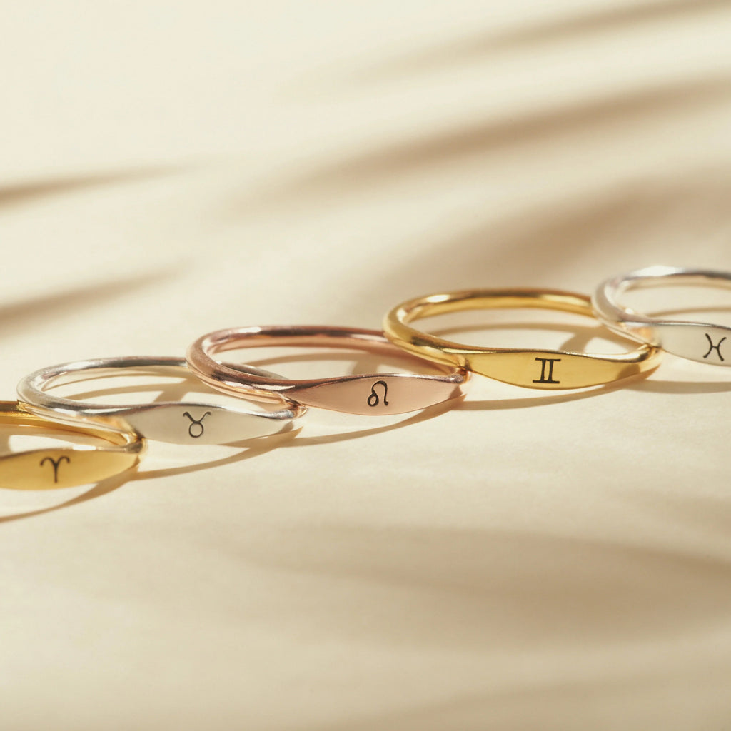Skinny Zodiac Ring Silver 18K Gold Plated