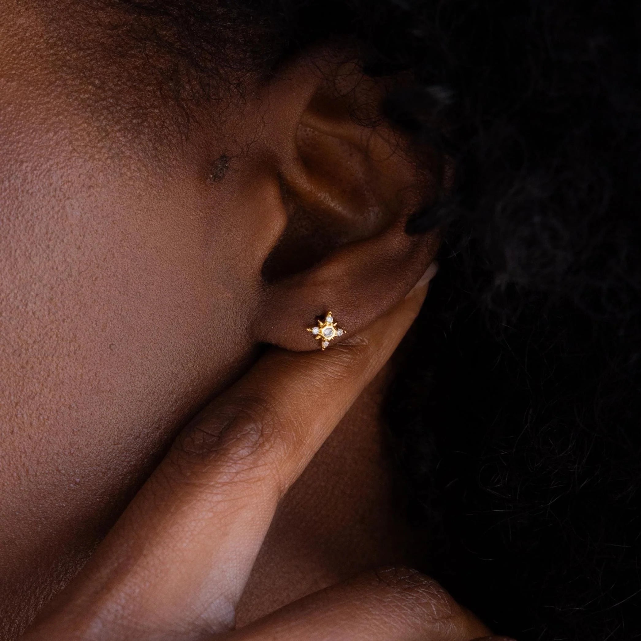 Starburst Flat Back Studs Silver 18K Gold Plated
