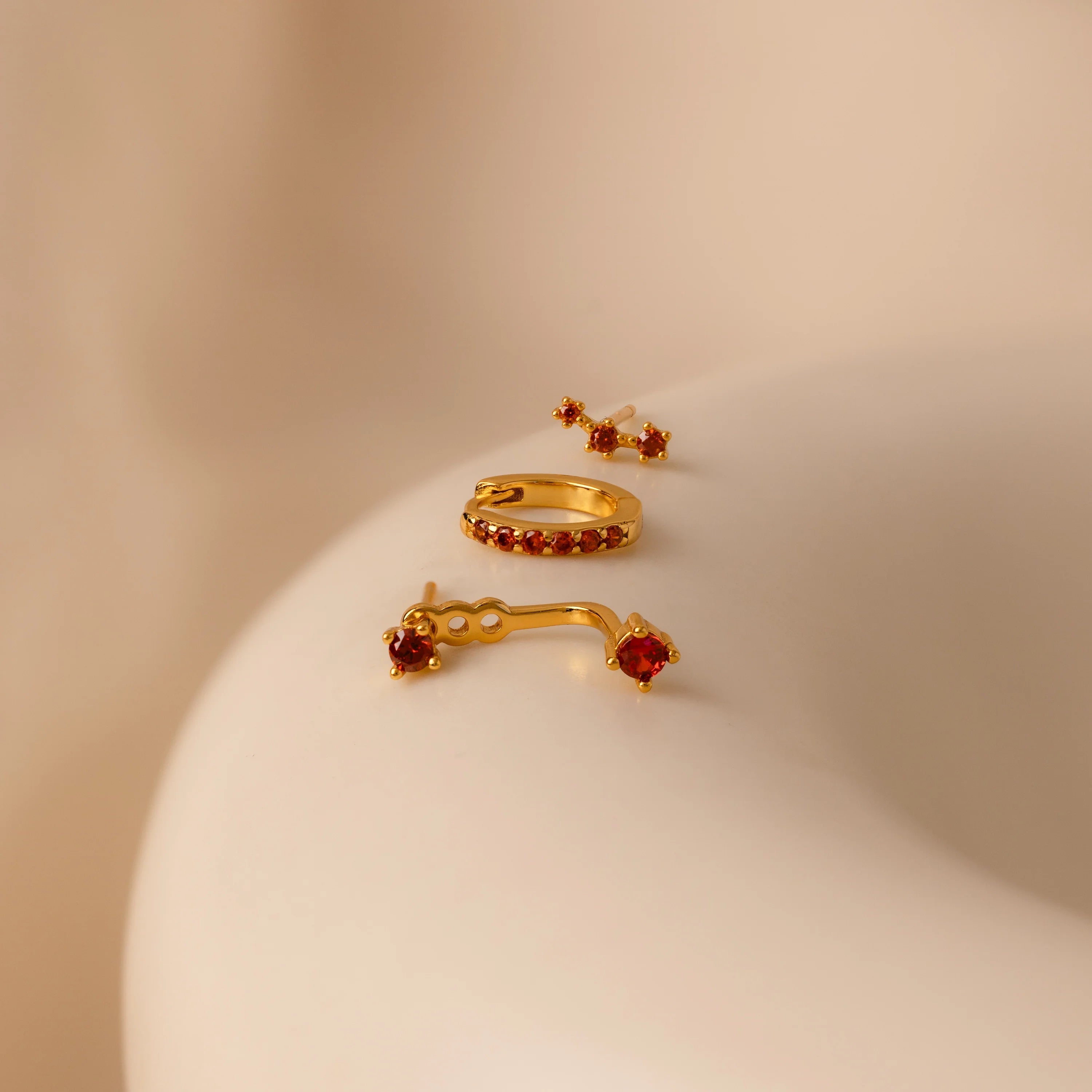 Peridot Earring Trio Set Silver 18K Gold Plated