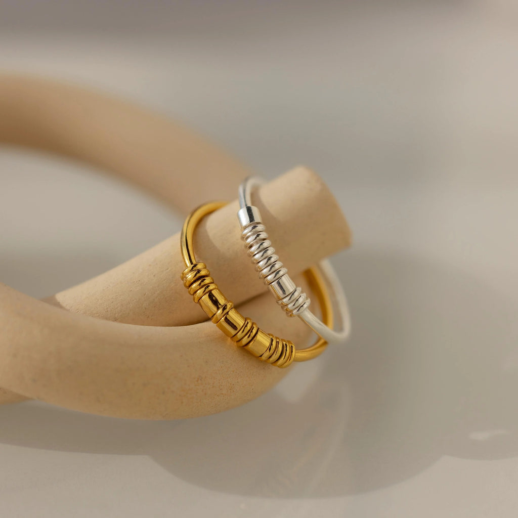 Dainty Beads Code Ring Silver 18K Gold Plated