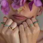 Marquise Jade Ring Silver 18K Gold Plated