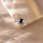 Diamond Black Baguette Onyx Ring Silver 18K Gold Plated