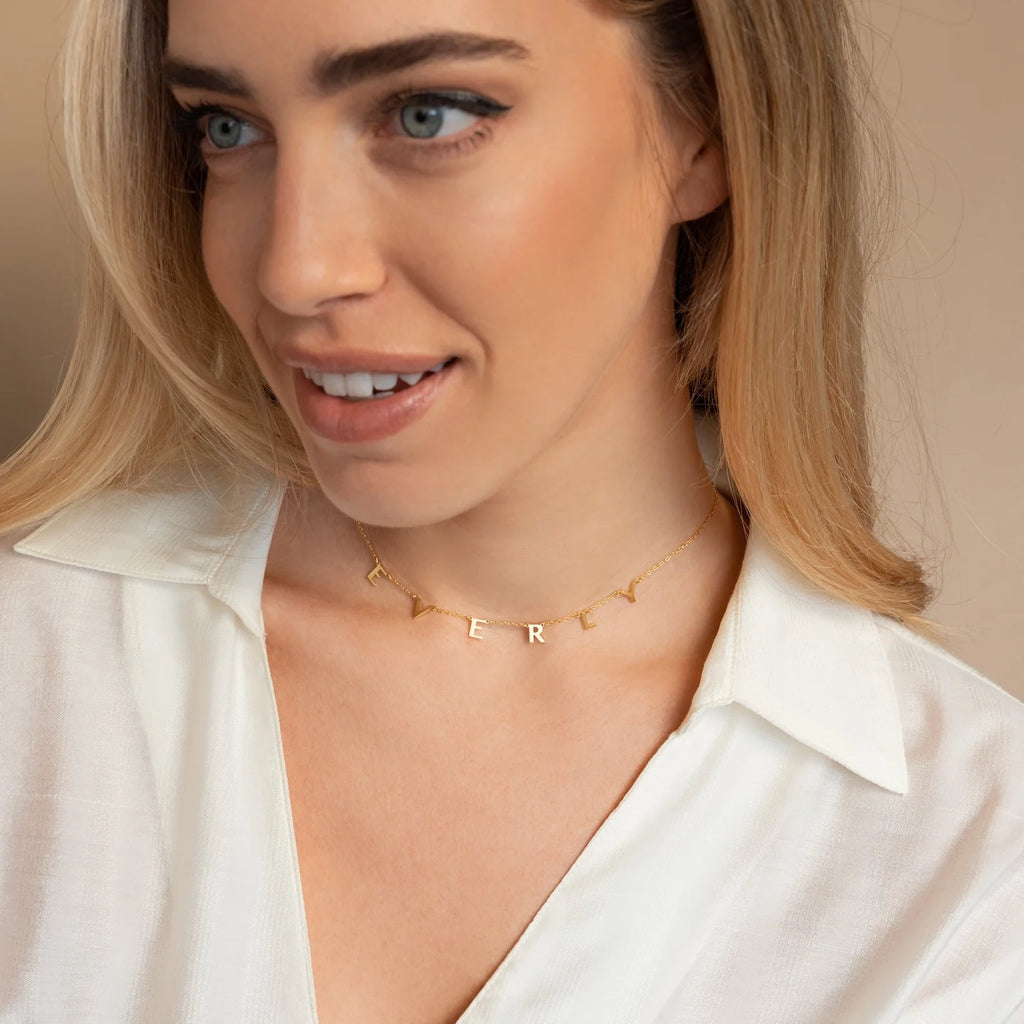 Apollo Letter Name Necklace Silver 18K Gold Plated