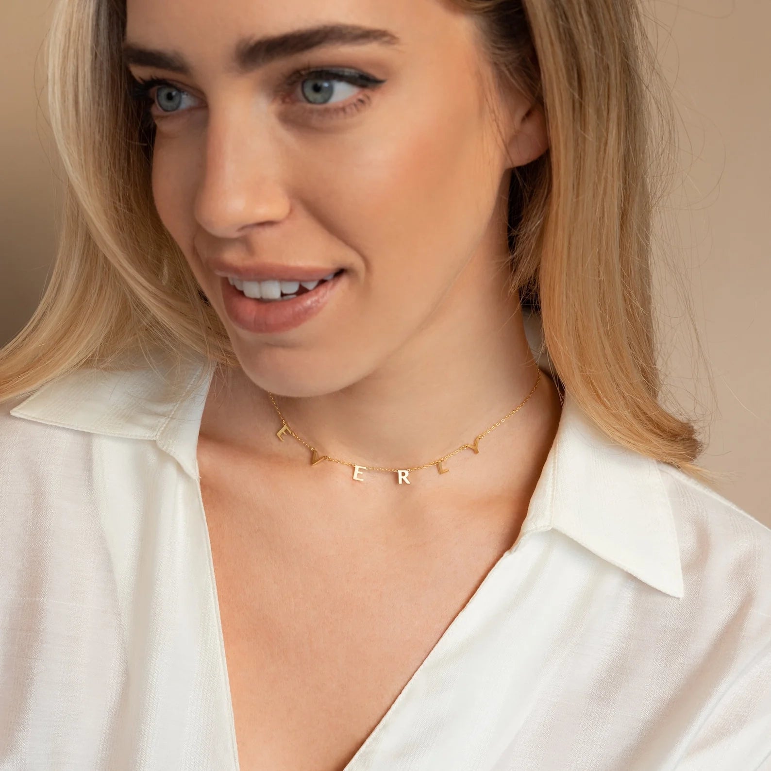 Apollo Letter Name Necklace Silver 18K Gold Plated