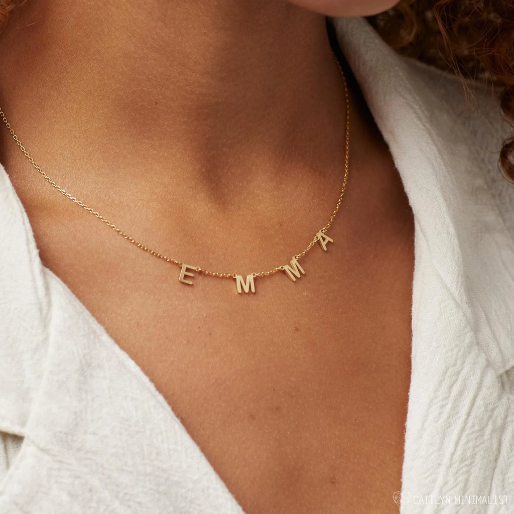 Alice Letter Name Necklace  Silver 18K Gold Plated