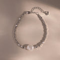 Pearl Charm Beaded Bracelet Silver 18K Gold Plated