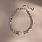 Pearl Charm Beaded Bracelet Silver 18K Gold Plated