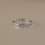 Blue Zircon Eternity Bezel Ring Silver 18K Gold Plated