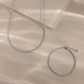 Dainty Diamond Tennis Necklace & Bracelet Set Silver  18K Gold Plated