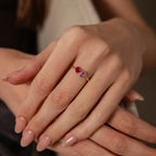 Toi et Moi Heart-Pear Cut Birthstone Ring Silver 18K Gold Plated