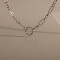 Rolo Circle Figaro Necklace Silver 18K Gold Plated