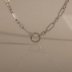 Rolo Circle Figaro Necklace Silver 18K Gold Plated