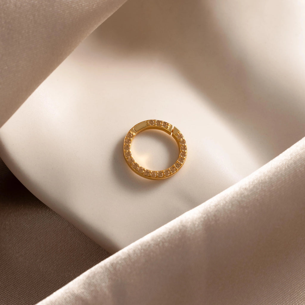 Pave Topaz Charm Silver 18K Gold Plated
