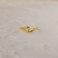 Peridot Drop Curve Ring Silver 18K Gold Plated
