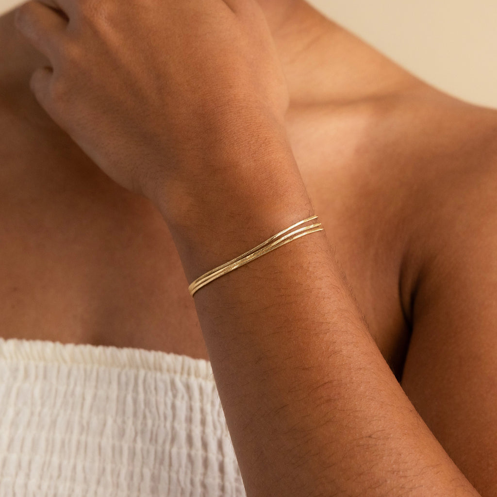 Triple Snake Chain Bracelet Silver 18K Gold Plated