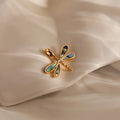 Marquise Diamond Dragonfly Charm Silver 18K Gold Plated