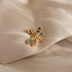 Marquise Diamond Dragonfly Charm Silver 18K Gold Plated