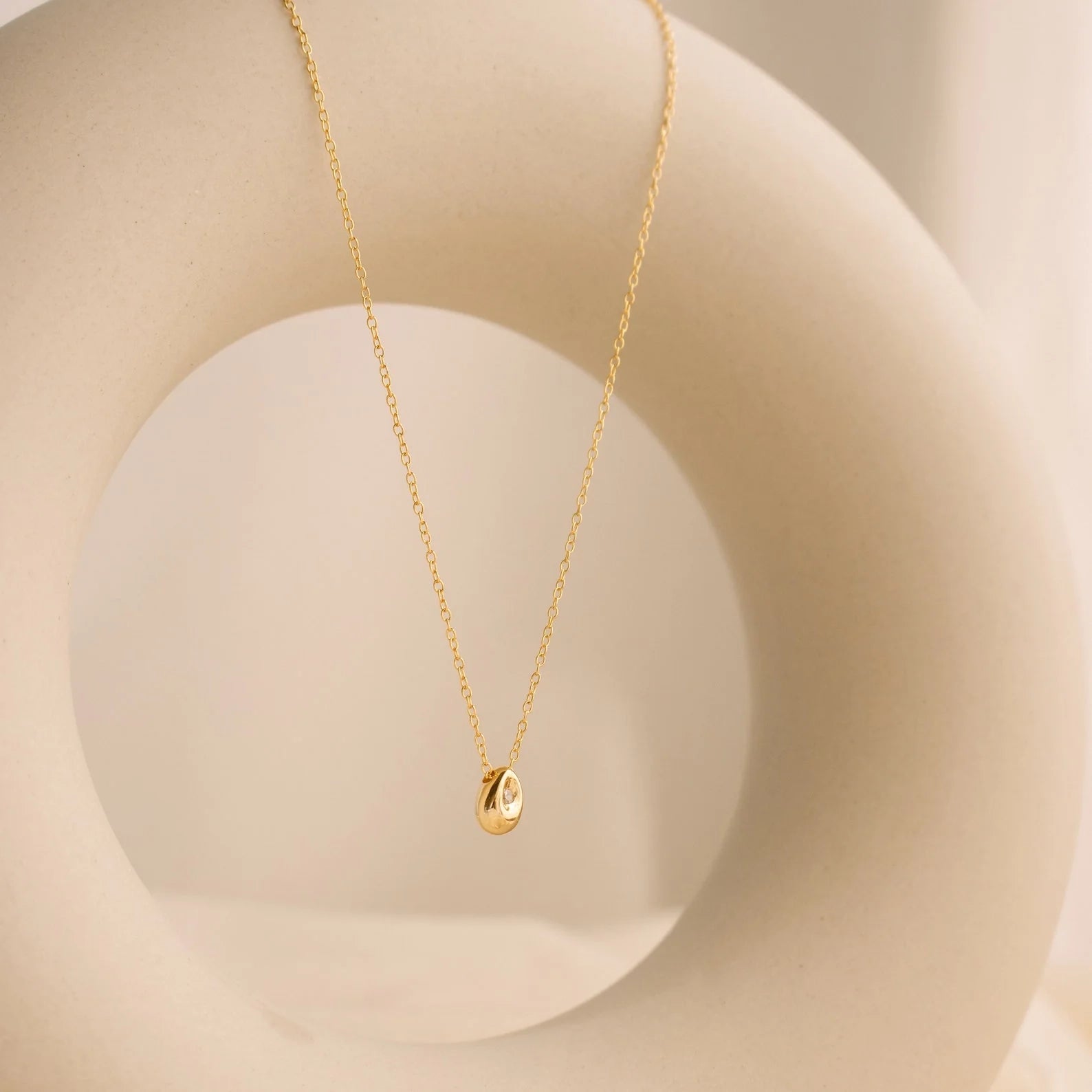 Diamond Nugget Necklace Silver 18K Gold Plated