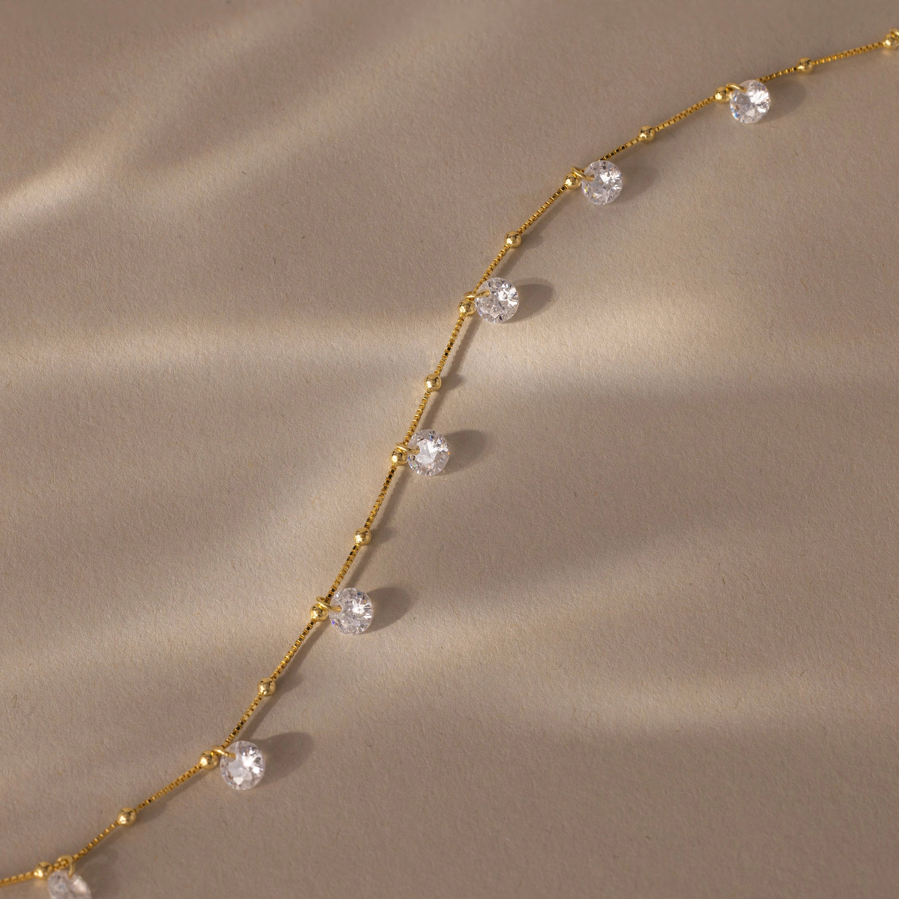 Satellite Diamond Necklace Silver 18K Gold Plated