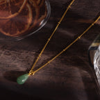 Jade Drop Necklace Silver 18K Gold Plated