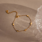 Heart Station Necklace & Bracelet Set Silver 18K Gold Plated