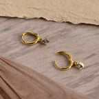Garnet Drop Huggies  Silver 18K Gold Plated