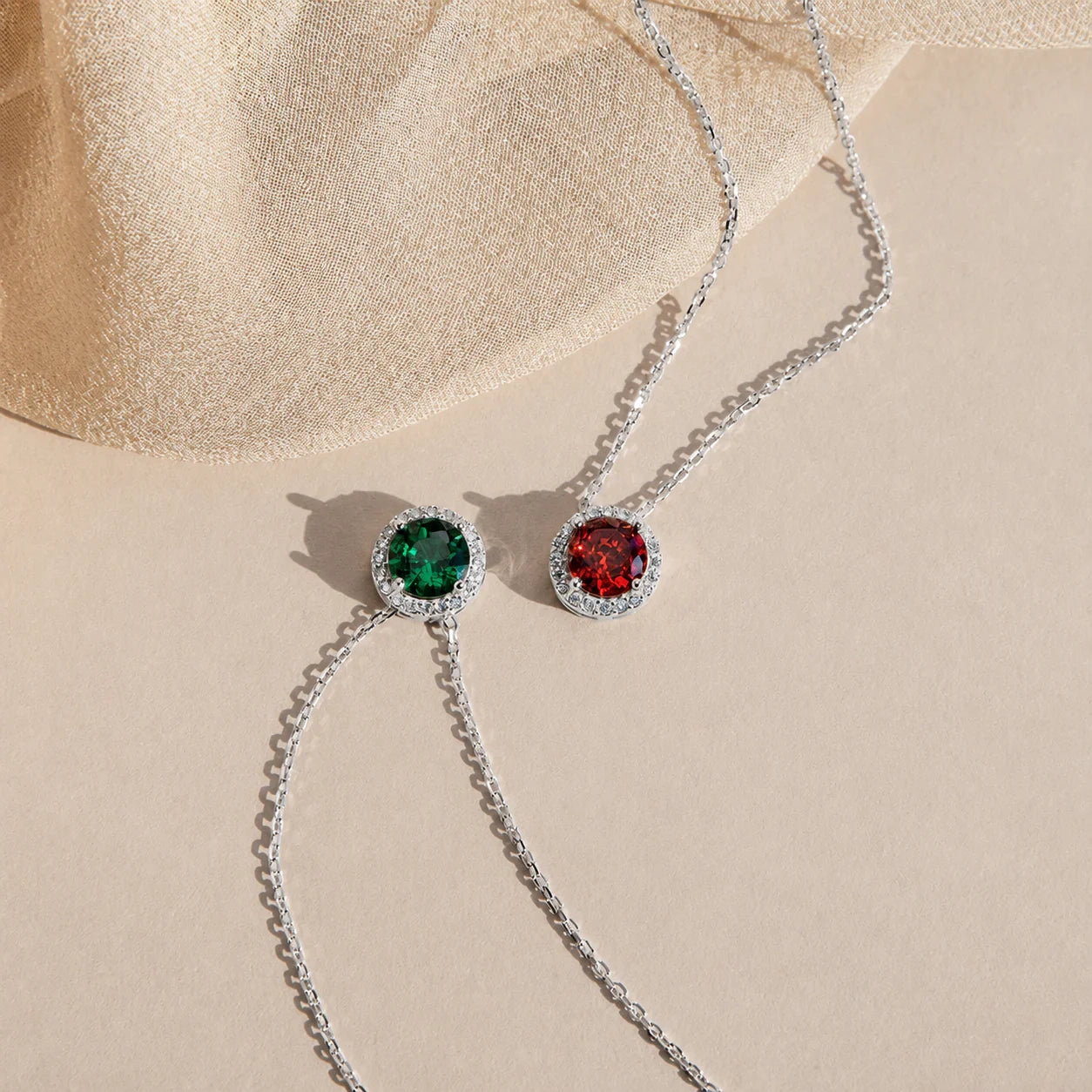 Halo Birthstone Necklace